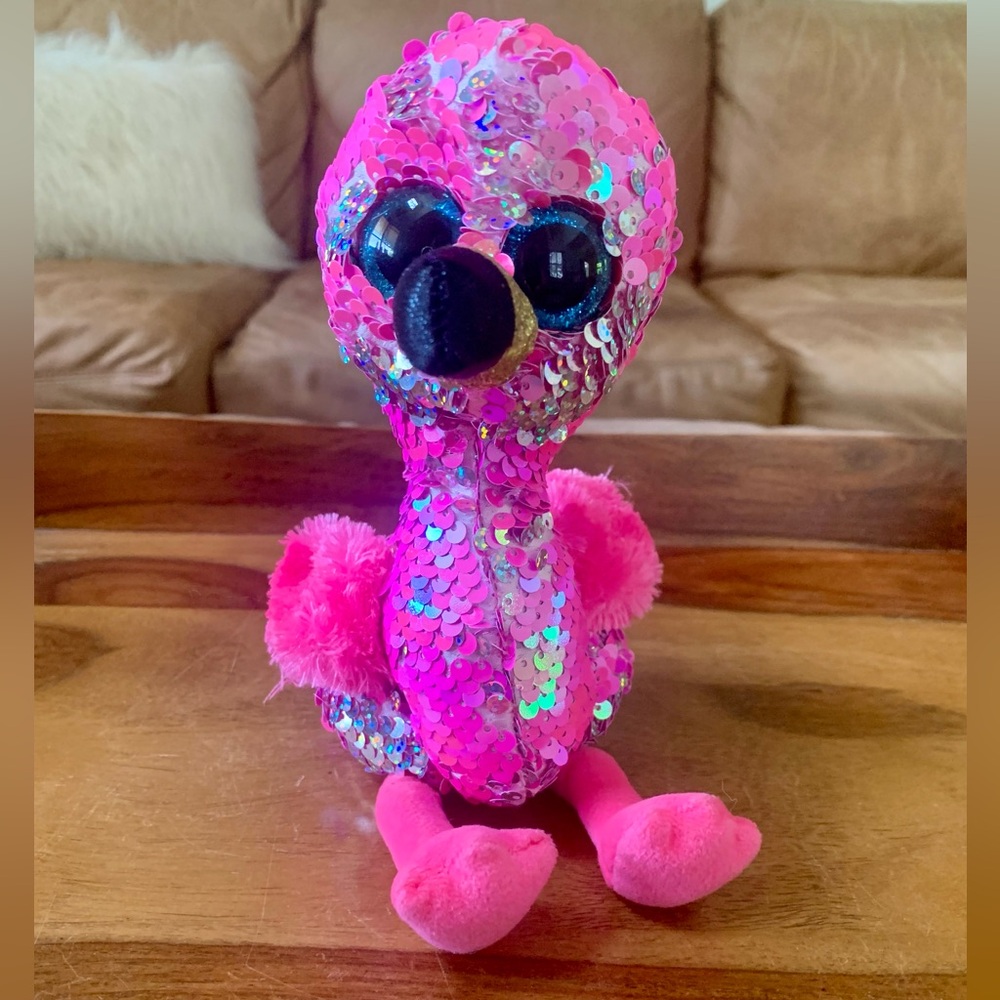 TY Pinky Flamingo Flippable Beanie Baby